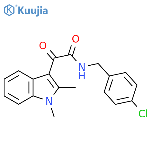 N-(4-chlorophenyl)methyl-2-(1,2-dimethyl-1H-indol-3-yl)-2-oxoacetamide structure