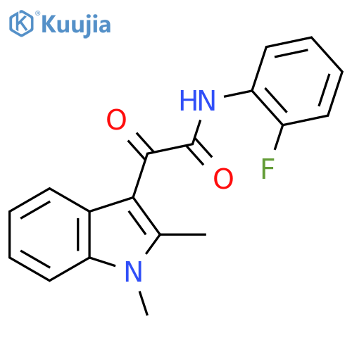 2-(1,2-dimethyl-1H-indol-3-yl)-N-(2-fluorophenyl)-2-oxoacetamide structure