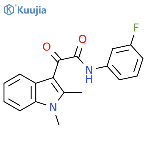 2-(1,2-dimethyl-1H-indol-3-yl)-N-(3-fluorophenyl)-2-oxoacetamide structure