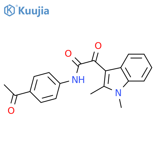 N-(4-acetylphenyl)-2-(1,2-dimethyl-1H-indol-3-yl)-2-oxoacetamide structure