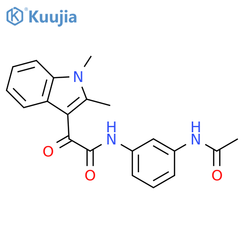 2-(1,2-dimethyl-1H-indol-3-yl)-N-(3-acetamidophenyl)-2-oxoacetamide structure