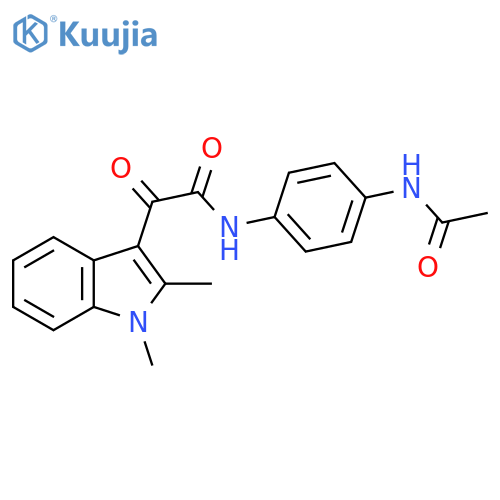 2-(1,2-dimethyl-1H-indol-3-yl)-N-(4-acetamidophenyl)-2-oxoacetamide structure