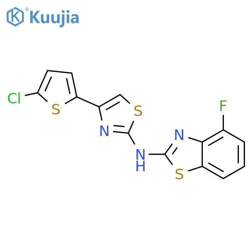 N-4-(5-chlorothiophen-2-yl)-1,3-thiazol-2-yl-4-fluoro-1,3-benzothiazol-2-amine structure