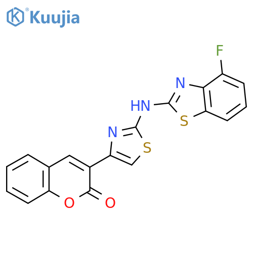 3-{2-(4-fluoro-1,3-benzothiazol-2-yl)amino-1,3-thiazol-4-yl}-2H-chromen-2-one structure