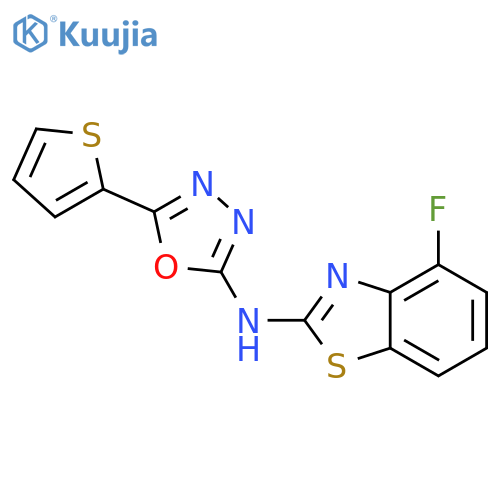 4-fluoro-N-5-(thiophen-2-yl)-1,3,4-oxadiazol-2-yl-1,3-benzothiazol-2-amine structure