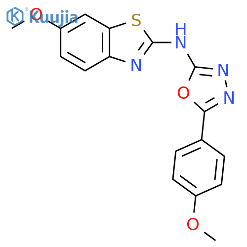 6-methoxy-N-5-(4-methoxyphenyl)-1,3,4-oxadiazol-2-yl-1,3-benzothiazol-2-amine structure