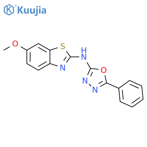 6-methoxy-N-(5-phenyl-1,3,4-oxadiazol-2-yl)-1,3-benzothiazol-2-amine structure