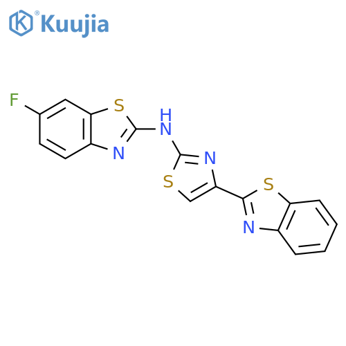 N-4-(1,3-benzothiazol-2-yl)-1,3-thiazol-2-yl-6-fluoro-1,3-benzothiazol-2-amine structure