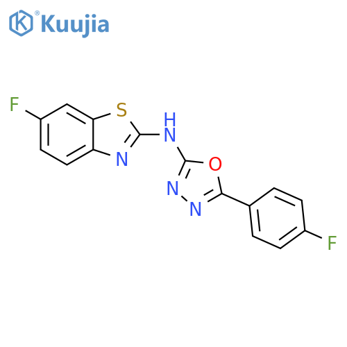 6-fluoro-N-5-(4-fluorophenyl)-1,3,4-oxadiazol-2-yl-1,3-benzothiazol-2-amine structure