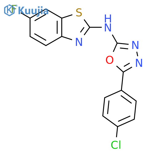 N-5-(4-chlorophenyl)-1,3,4-oxadiazol-2-yl-6-fluoro-1,3-benzothiazol-2-amine structure