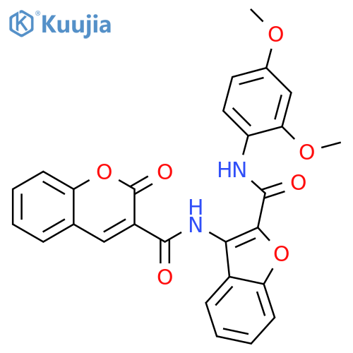 N-{2-(2,4-dimethoxyphenyl)carbamoyl-1-benzofuran-3-yl}-2-oxo-2H-chromene-3-carboxamide structure