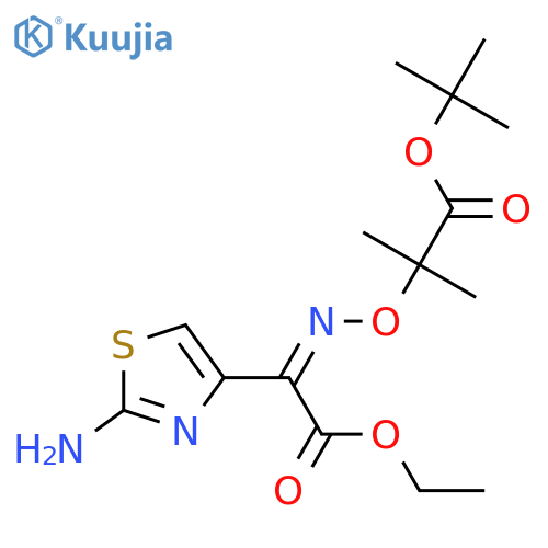 Ethyl (Z)-2-(2-aminothiazol-4-yl)-2-(1-t-butoxycarbonyl-1-methyl)ethoxyiminoacetate structure