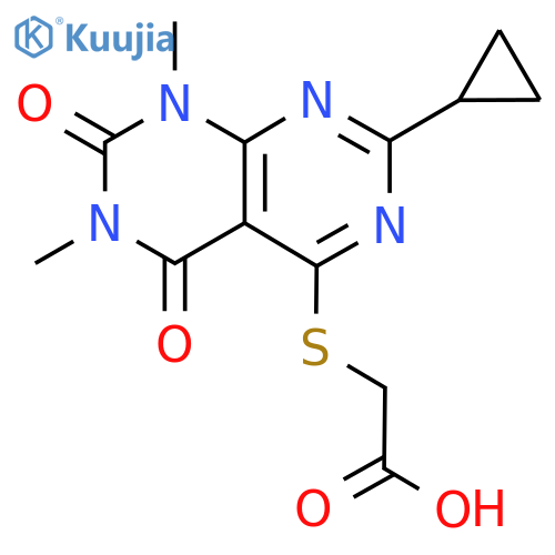 2-({2-cyclopropyl-6,8-dimethyl-5,7-dioxo-5H,6H,7H,8H-1,3diazino4,5-dpyrimidin-4-yl}sulfanyl)acetic acid structure