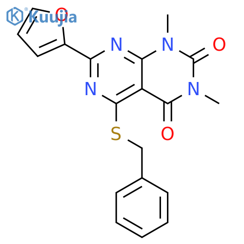 5-(benzylsulfanyl)-7-(furan-2-yl)-1,3-dimethyl-1H,2H,3H,4H-1,3diazino4,5-dpyrimidine-2,4-dione structure