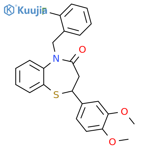 2-(3,4-dimethoxyphenyl)-5-(2-fluorophenyl)methyl-2,3,4,5-tetrahydro-1,5-benzothiazepin-4-one structure