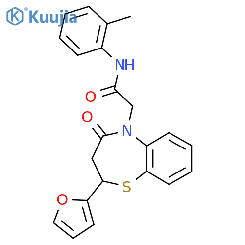 2-2-(furan-2-yl)-4-oxo-2,3,4,5-tetrahydro-1,5-benzothiazepin-5-yl-N-(2-methylphenyl)acetamide structure