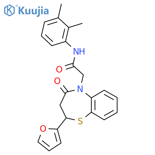 N-(2,3-dimethylphenyl)-2-2-(furan-2-yl)-4-oxo-2,3,4,5-tetrahydro-1,5-benzothiazepin-5-ylacetamide structure