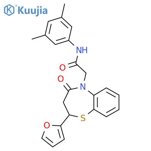 N-(3,5-dimethylphenyl)-2-2-(furan-2-yl)-4-oxo-2,3,4,5-tetrahydro-1,5-benzothiazepin-5-ylacetamide structure