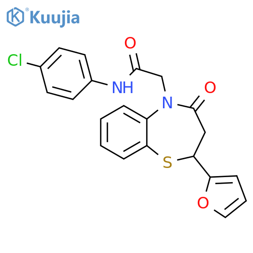 N-(4-chlorophenyl)-2-2-(furan-2-yl)-4-oxo-2,3,4,5-tetrahydro-1,5-benzothiazepin-5-ylacetamide structure