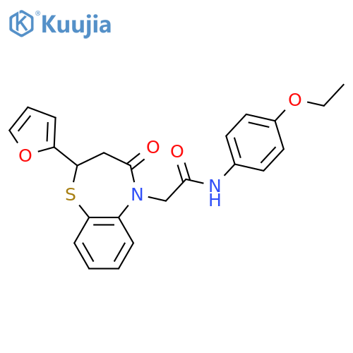 N-(4-ethoxyphenyl)-2-2-(furan-2-yl)-4-oxo-2,3,4,5-tetrahydro-1,5-benzothiazepin-5-ylacetamide structure