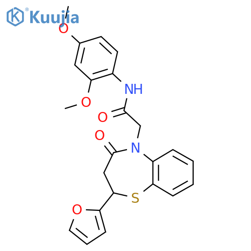N-(2,4-dimethoxyphenyl)-2-2-(furan-2-yl)-4-oxo-2,3,4,5-tetrahydro-1,5-benzothiazepin-5-ylacetamide structure