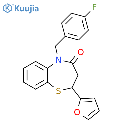 5-(4-fluorophenyl)methyl-2-(furan-2-yl)-2,3,4,5-tetrahydro-1,5-benzothiazepin-4-one structure