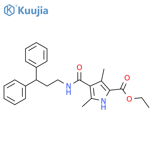 1H-Pyrrole-2-carboxylic acid, 4-[[(3,3-diphenylpropyl)amino]carbonyl]-3,5-dimethyl-, ethyl ester structure