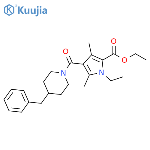 ethyl 4-(4-benzylpiperidine-1-carbonyl)-1-ethyl-3,5-dimethyl-1H-pyrrole-2-carboxylate structure