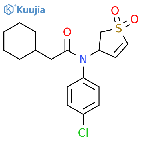 N-(4-chlorophenyl)-2-cyclohexyl-N-(1,1-dioxo-2,3-dihydro-1lambda6-thiophen-3-yl)acetamide structure