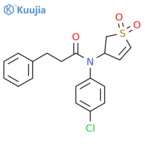 N-(4-chlorophenyl)-N-(1,1-dioxo-2,3-dihydro-1lambda6-thiophen-3-yl)-3-phenylpropanamide structure