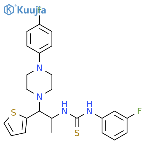 1-(3-fluorophenyl)-3-{1-4-(4-fluorophenyl)piperazin-1-yl-1-(thiophen-2-yl)propan-2-yl}thiourea structure