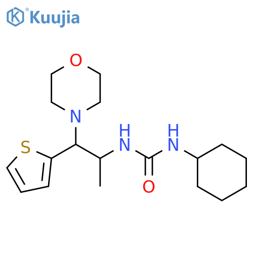 1-cyclohexyl-3-1-(morpholin-4-yl)-1-(thiophen-2-yl)propan-2-ylurea structure
