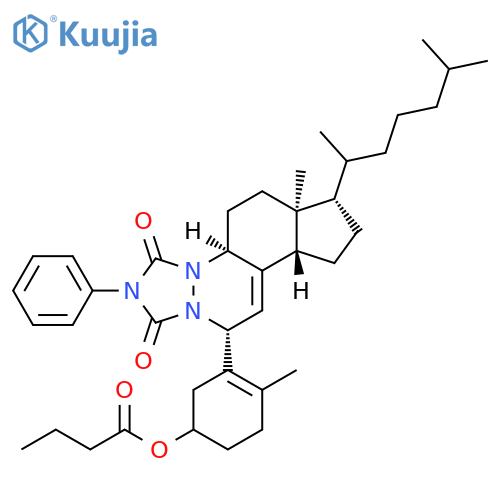 Butanoic acid, 3-[7-(1,5-dimethylhexyl)-2,3,4a,6,6a,7,8,9,9a,11-decahydro-6a-methyl-1,3-dioxo-2-phenyl-1H,5H-cyclopenta[f][1,2,4]triazolo[1,2-a]cinnolin-11-yl]-4-methyl-3-cyclohexen-1-yl ester, [4aR-[4aα,6aα,7α(R*),9aβ,11α(S*)]]- (9CI) structure