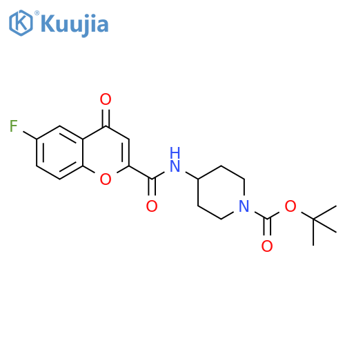 1-Piperidinecarboxylic acid, 4-[[(6-fluoro-4-oxo-4H-1-benzopyran-2-yl)carbonyl]amino]-, 1,1-dimethylethyl ester structure