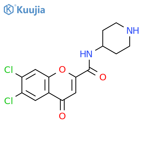 4H-1-BENZOPYRAN-2-CARBOXAMIDE, 6,7-DICHLORO-4-OXO-N-4-PIPERIDINYL- structure