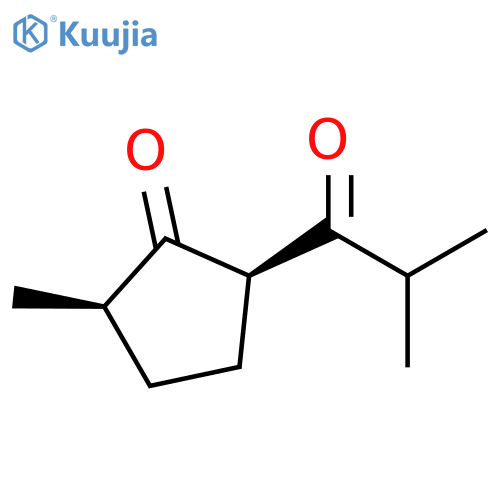 Cyclopentanone, 2-methyl-5-(2-methyl-1-oxopropyl)-, (2R,5R)-rel- structure