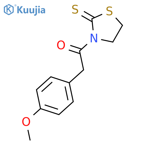 2-(4-methoxyphenyl)-1-(2-sulfanylidene-1,3-thiazolidin-3-yl)ethan-1-one structure