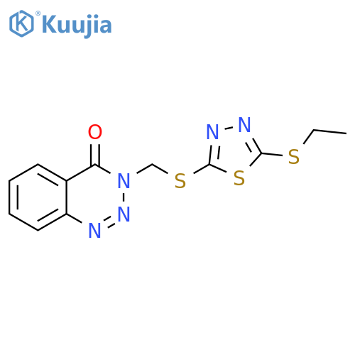 3-({5-(ethylsulfanyl)-1,3,4-thiadiazol-2-ylsulfanyl}methyl)-3,4-dihydro-1,2,3-benzotriazin-4-one structure
