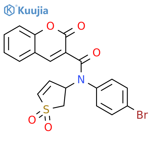 N-(4-bromophenyl)-N-(1,1-dioxo-2,3-dihydro-1lambda6-thiophen-3-yl)-2-oxo-2H-chromene-3-carboxamide structure