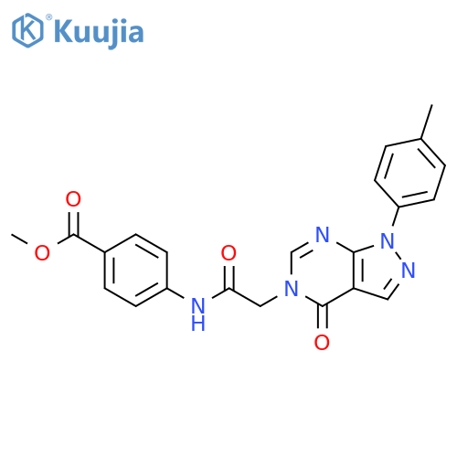 methyl 4-{2-1-(4-methylphenyl)-4-oxo-1H,4H,5H-pyrazolo3,4-dpyrimidin-5-ylacetamido}benzoate structure