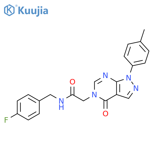 N-(4-fluorophenyl)methyl-2-1-(4-methylphenyl)-4-oxo-1H,4H,5H-pyrazolo3,4-dpyrimidin-5-ylacetamide structure
