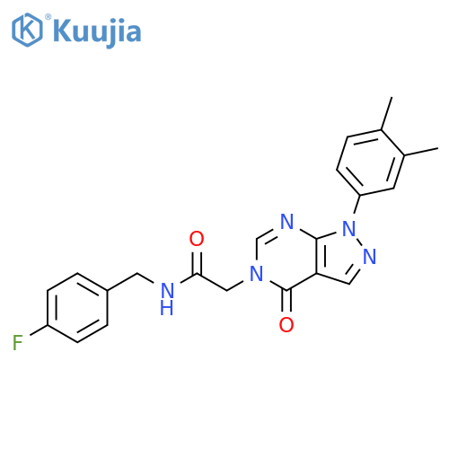 2-1-(3,4-dimethylphenyl)-4-oxo-1H,4H,5H-pyrazolo3,4-dpyrimidin-5-yl-N-(4-fluorophenyl)methylacetamide structure
