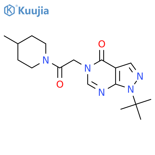1-tert-butyl-5-2-(4-methylpiperidin-1-yl)-2-oxoethyl-1H,4H,5H-pyrazolo3,4-dpyrimidin-4-one structure