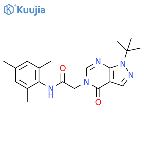 2-{1-tert-butyl-4-oxo-1H,4H,5H-pyrazolo3,4-dpyrimidin-5-yl}-N-(2,4,6-trimethylphenyl)acetamide structure