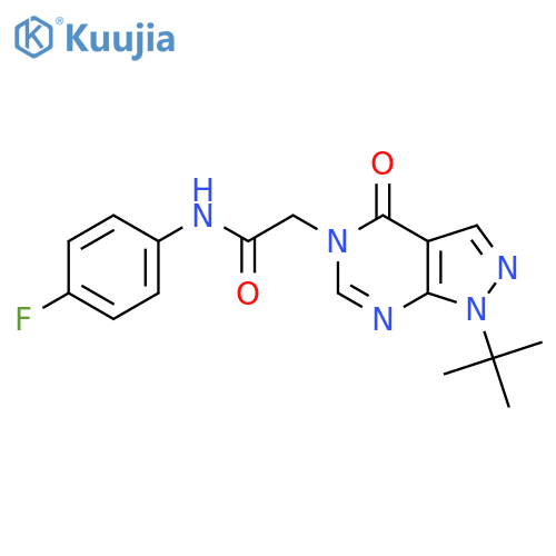 2-{1-tert-butyl-4-oxo-1H,4H,5H-pyrazolo3,4-dpyrimidin-5-yl}-N-(4-fluorophenyl)acetamide structure