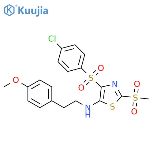 4-(4-chlorobenzenesulfonyl)-2-methanesulfonyl-N-2-(4-methoxyphenyl)ethyl-1,3-thiazol-5-amine structure