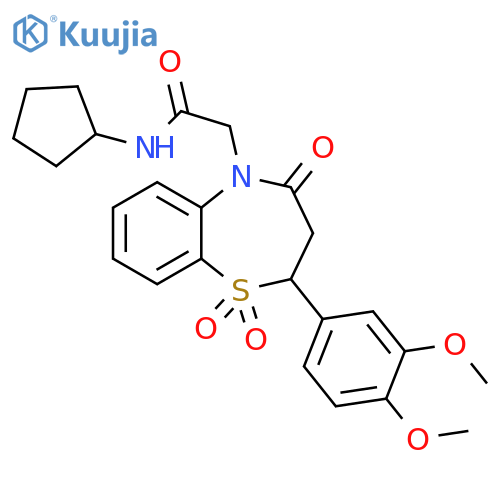 N-cyclopentyl-2-2-(3,4-dimethoxyphenyl)-1,1,4-trioxo-2,3,4,5-tetrahydro-1lambda6,5-benzothiazepin-5-ylacetamide structure