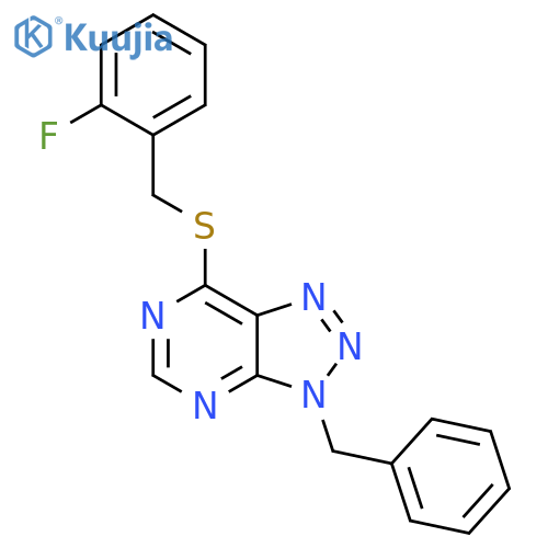 3-benzyl-7-{(2-fluorophenyl)methylsulfanyl}-3H-1,2,3triazolo4,5-dpyrimidine structure