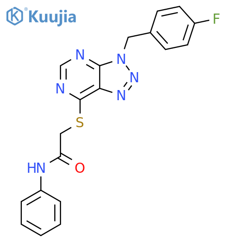 2-({3-(4-fluorophenyl)methyl-3H-1,2,3triazolo4,5-dpyrimidin-7-yl}sulfanyl)-N-phenylacetamide structure