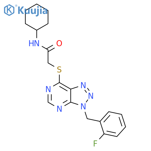 N-cyclohexyl-2-({3-(2-fluorophenyl)methyl-3H-1,2,3triazolo4,5-dpyrimidin-7-yl}sulfanyl)acetamide structure